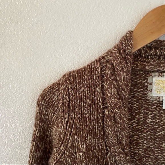 Fossil Brown Marled Braided Wool Blend Cardigan XS - Picture 5 of 6